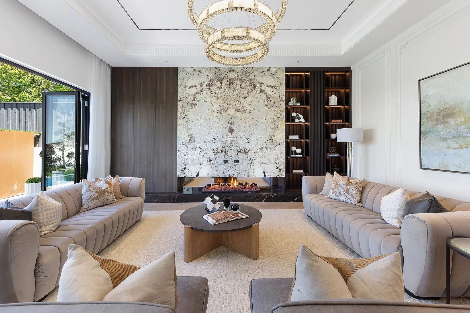 East Killara living room joinery and fireplace